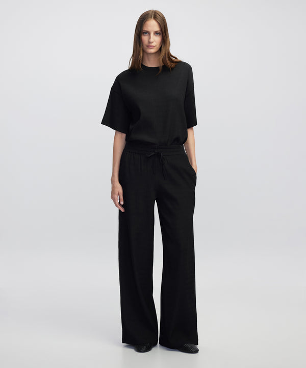 Ipekyol Elastic Waist Textured Trousers Black