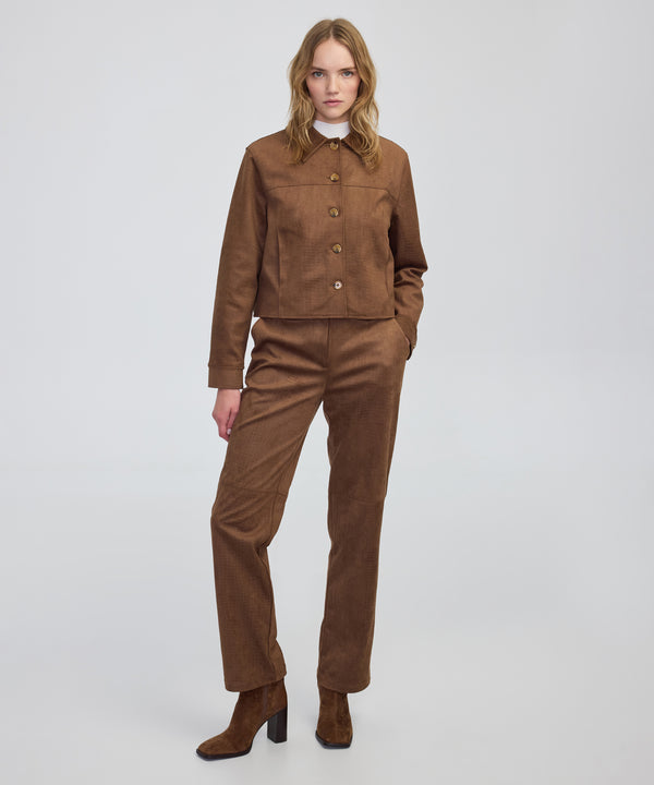 Ipekyol Croc-Effect Straight-Leg Trousers Rust