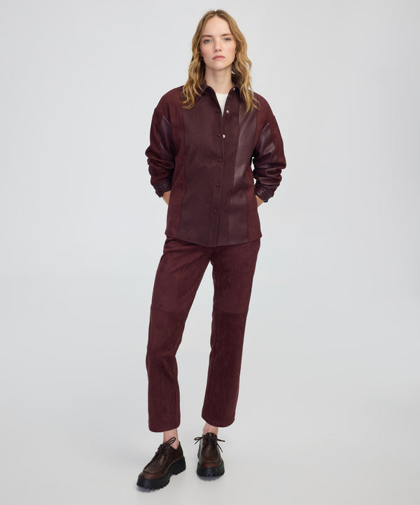 Ipekyol Suede-Effect Straight-Leg Trousers Dark Purple