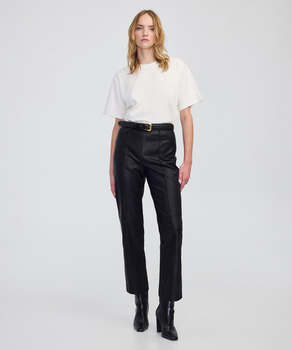 Ipekyol Leather-Effect Straight-Leg Trousers Black