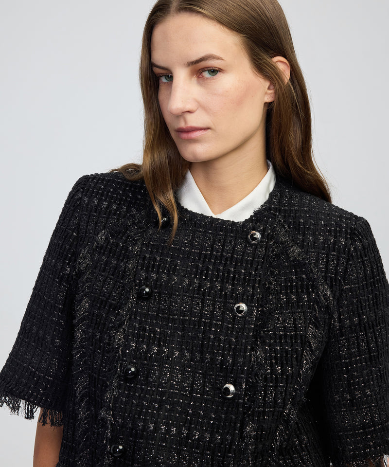 Ipekyol Fringe-Trim Textured Jacket Black