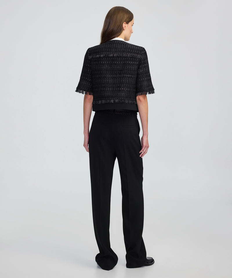 Ipekyol Fringe-Trim Textured Jacket Black