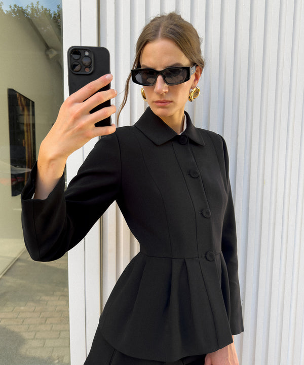 Ipekyol Pleated Peplum Jacket Black