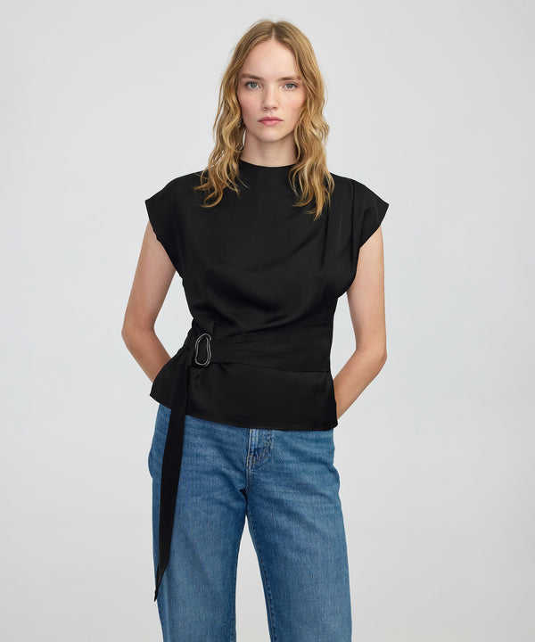 Ipekyol Satin-Effect Belted Blouse Black