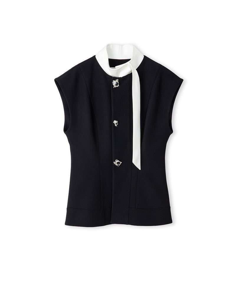 Ipekyol Jewel-Button Color-Block Vest Black