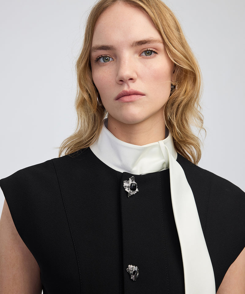 Ipekyol Jewel-Button Color-Block Vest Black