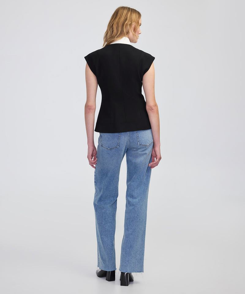 Ipekyol Jewel-Button Color-Block Vest Black