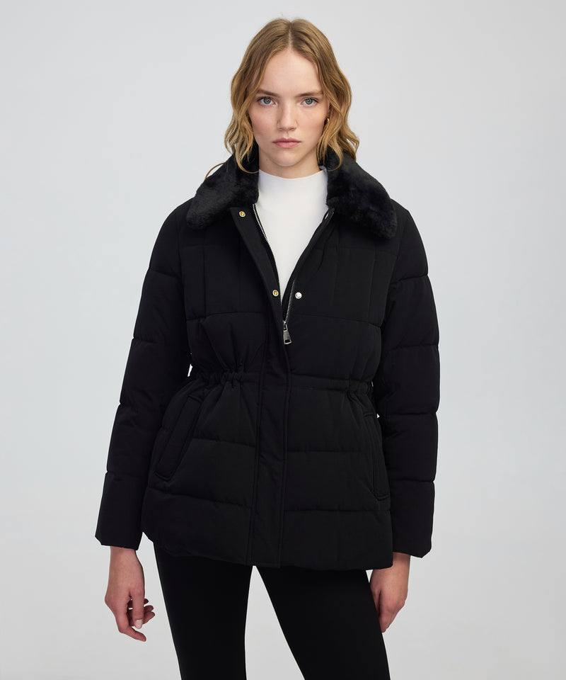 Ipekyol Quilted Puffer With Faux Fur Collar Black