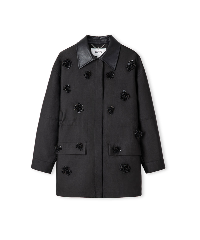 Ipekyol Floral Embellished Coat Black