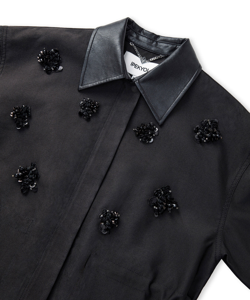 Ipekyol Floral Embellished Coat Black