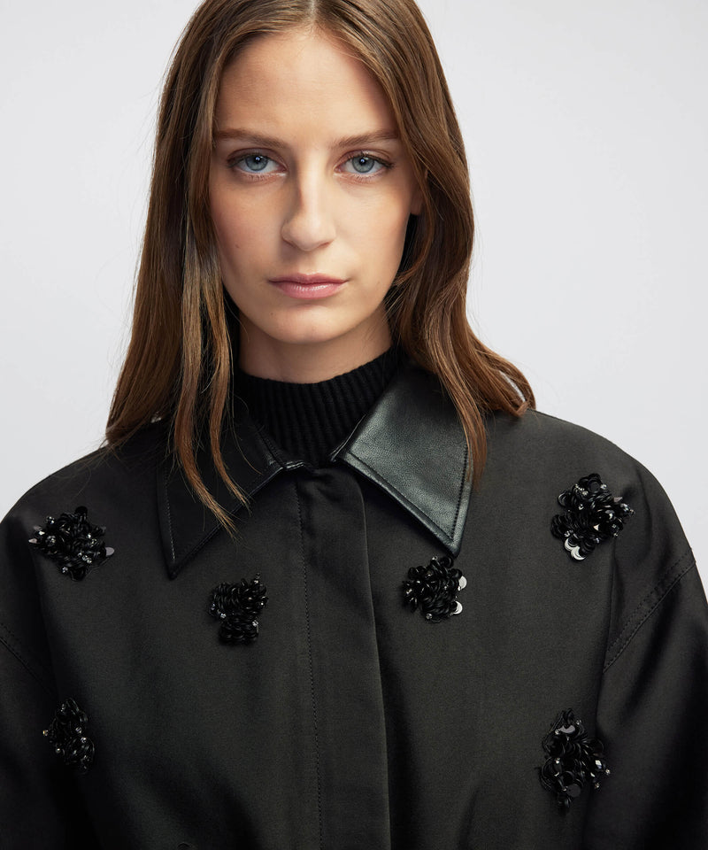 Ipekyol Floral Embellished Coat Black