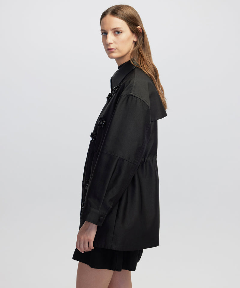 Ipekyol Floral Embellished Coat Black