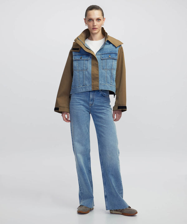 Ipekyol Contrast Hooded Coat Khaki