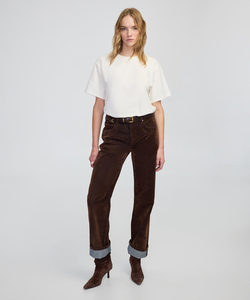 Ipekyol Flocked Wide-Leg Jeans Caramel