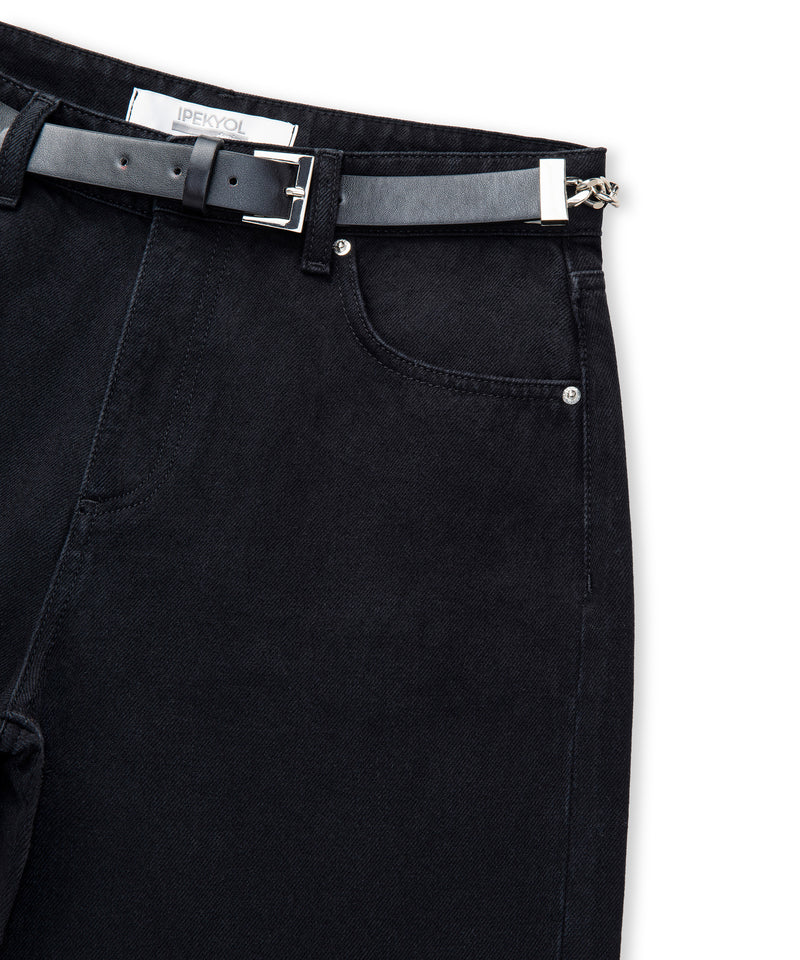 Ipekyol Belted Wide-Leg Jeans Black