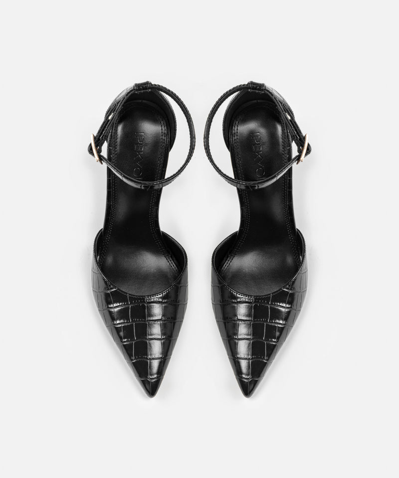 Ipekyol Croc-Effect Heels Black