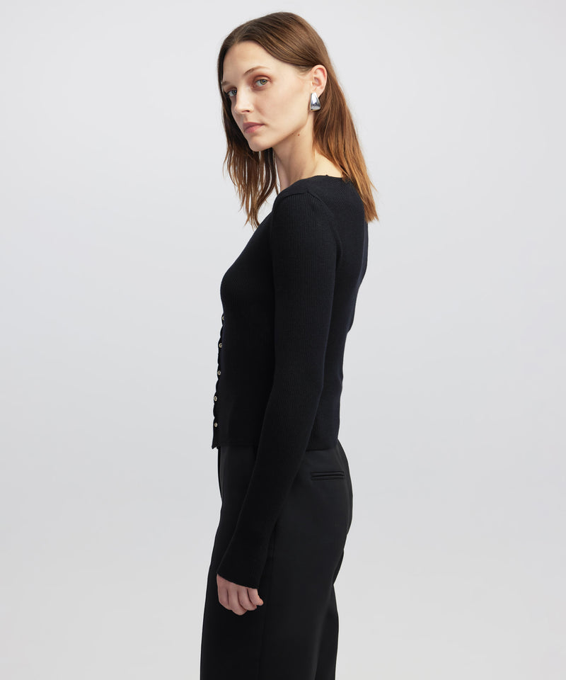 Ipekyol Embellished Ribbed Knit Top Black