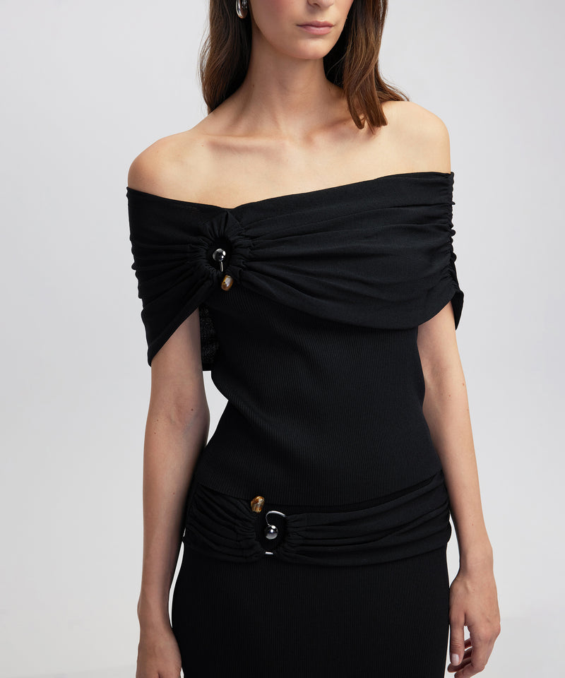 Ipekyol Off-The-Shoulder Knit Top Black