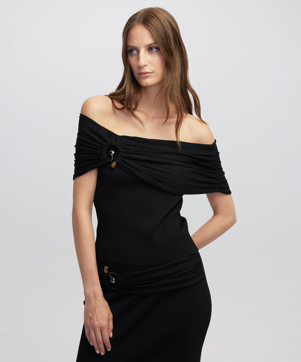 Ipekyol Off-The-Shoulder Knit Top Black