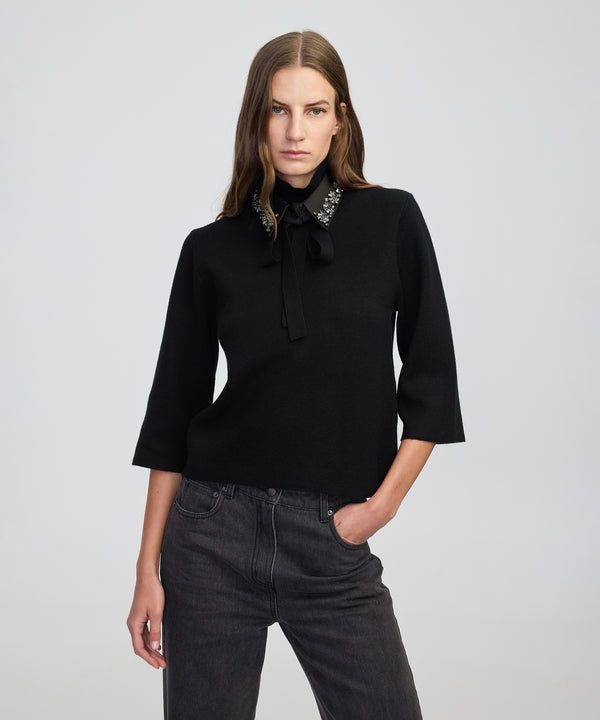 Ipekyol Removable Collar Knit Top Black