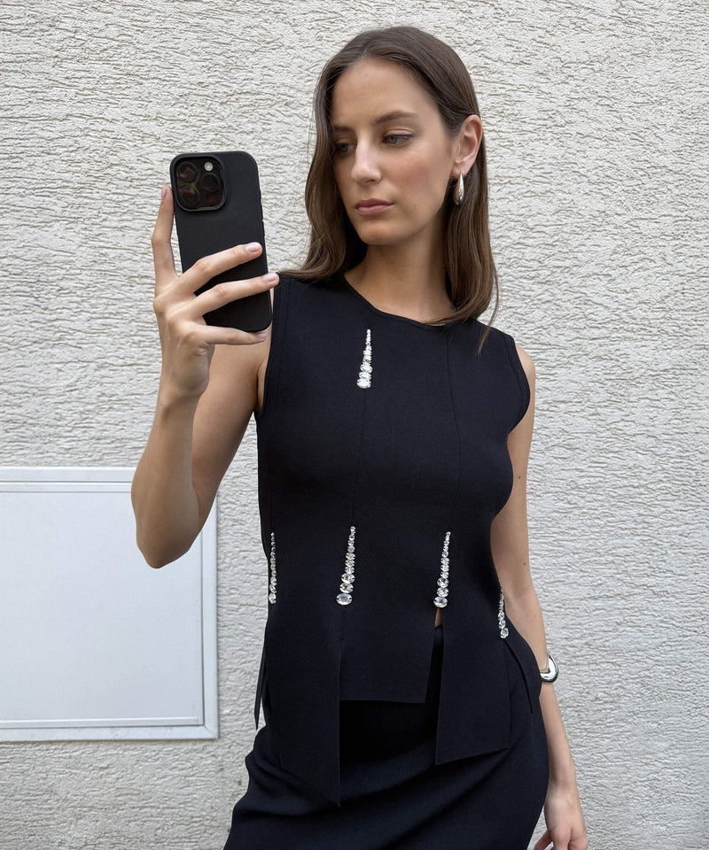 Ipekyol Knit Top With Embellishments Black