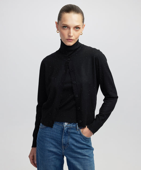 Ipekyol Rhinestone Knit Cardigan Black