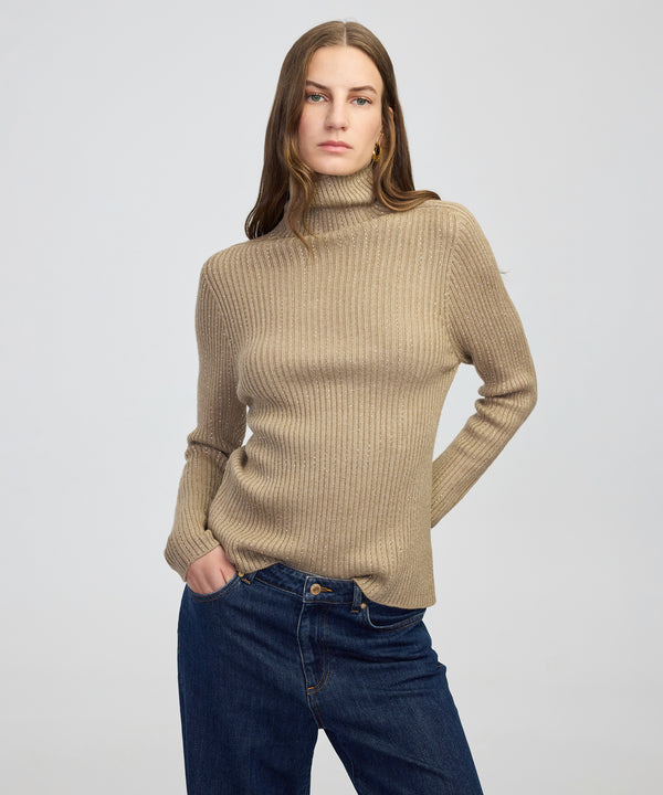Ipekyol Embellished Fine Knit Sweater Camel