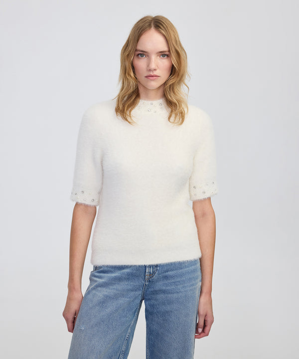 Ipekyol Embellished Soft Knit Top Ecru