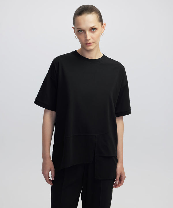Ipekyol Chiffon Trim Asymmetric T-Shirt Black