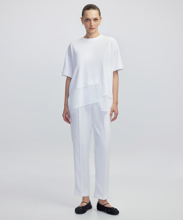 Ipekyol Chiffon Trim Asymmetric T-Shirt White