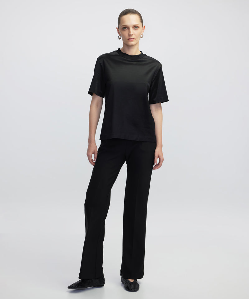 Ipekyol Shiny Half-Stand Collar T-Shirt Black