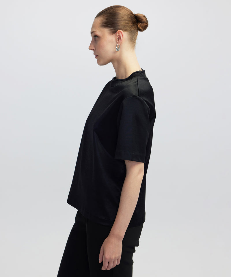 Ipekyol Shiny Half-Stand Collar T-Shirt Black