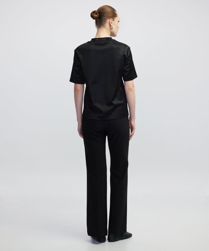 Ipekyol Shiny Half-Stand Collar T-Shirt Black