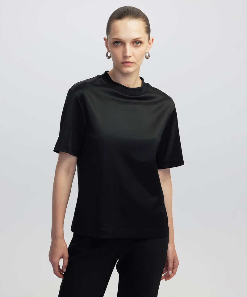 Ipekyol Shiny Half-Stand Collar T-Shirt Black