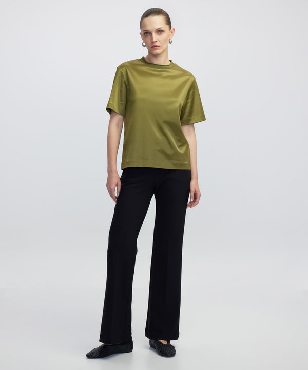 Ipekyol Shiny Half-Stand Collar T-Shirt Dark Green