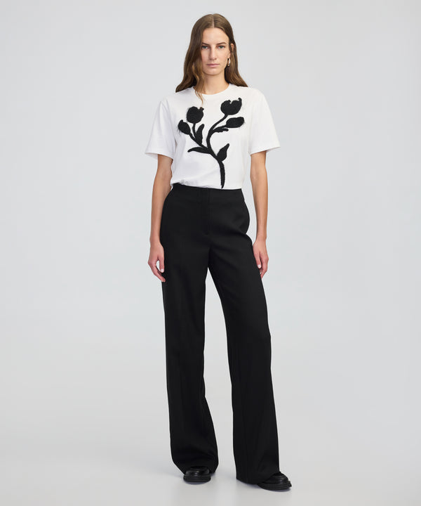 Ipekyol Color-Block T-Shirt With 3D Floral Embellishment White