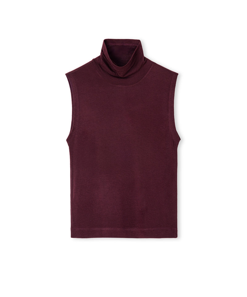Ipekyol High-Neck Basic T-Shirt Bordoux