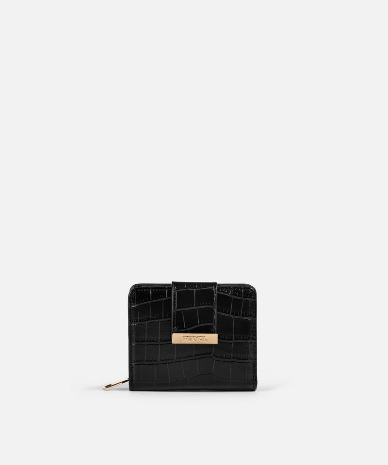 Ipekyol Croc-Effect Wallet Black