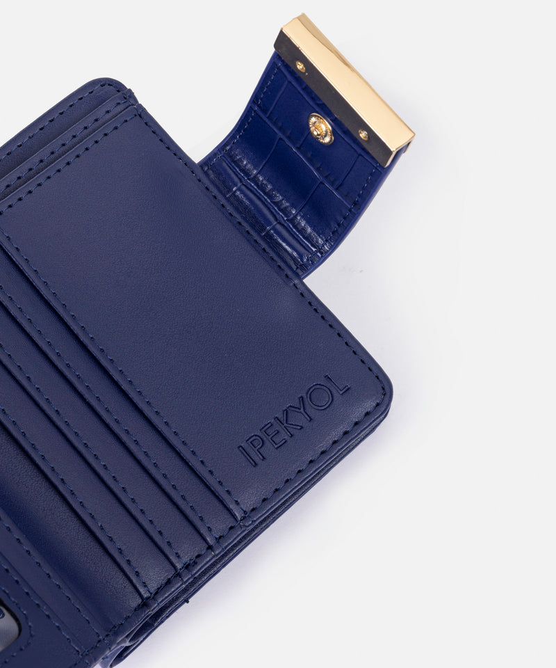 Ipekyol Croc-Effect Wallet Navy