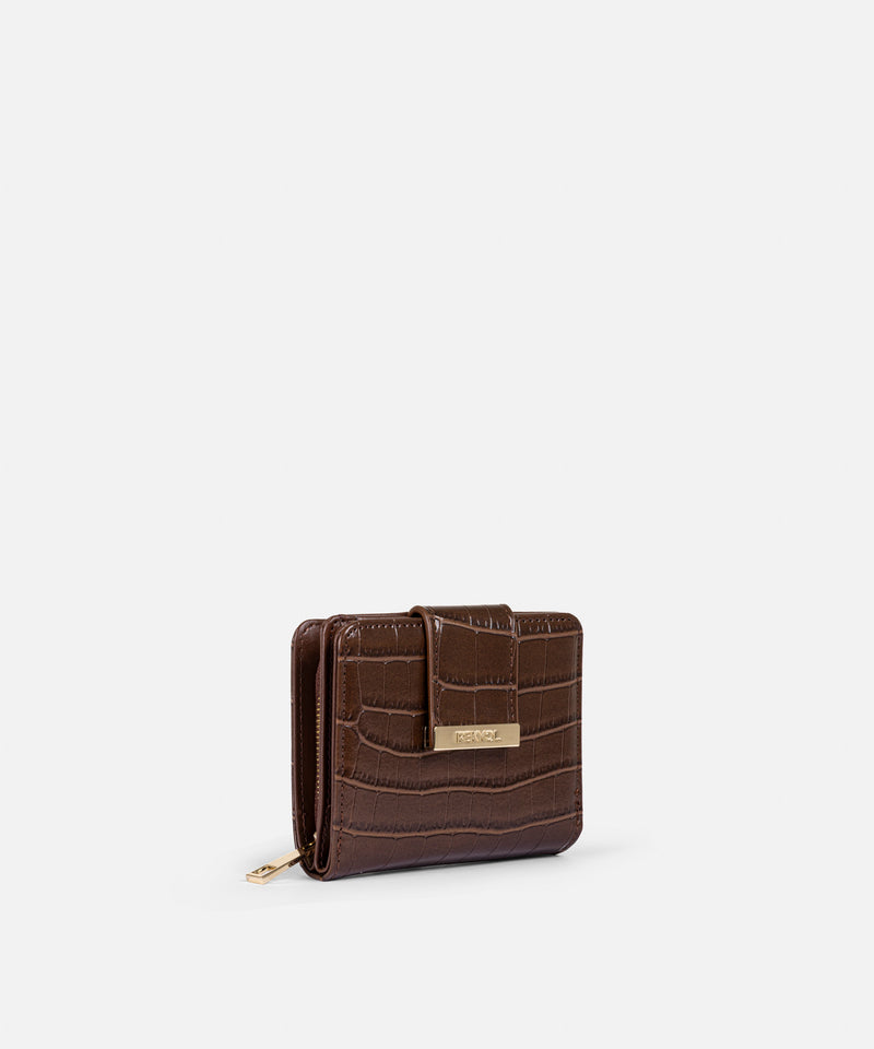Ipekyol Croc-Effect Wallet Brown
