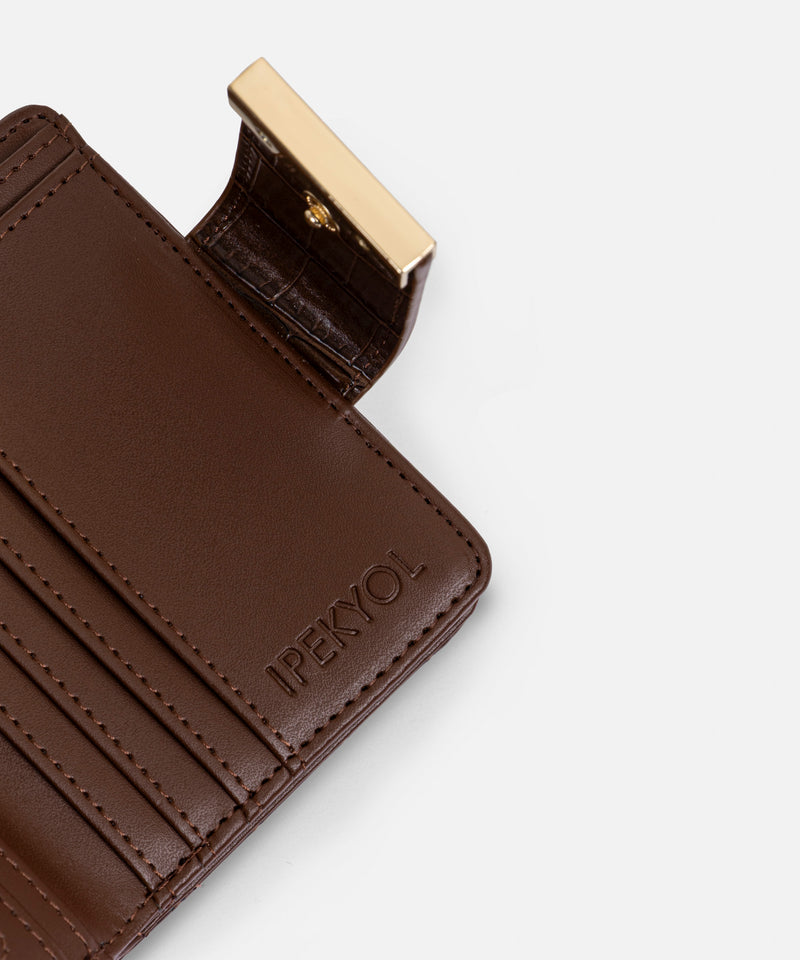 Ipekyol Croc-Effect Wallet Brown