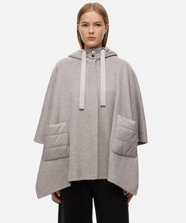 Ipekyol Mixed Media Hooded Poncho Grey