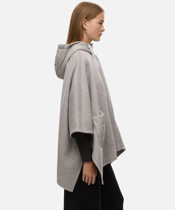 Ipekyol Mixed Media Hooded Poncho Grey