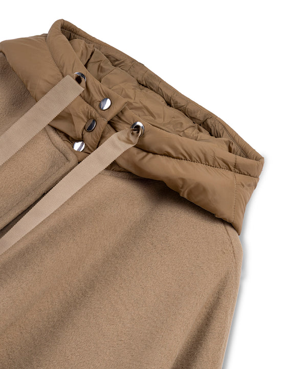 Ipekyol Mixed Media Hooded Poncho Camel