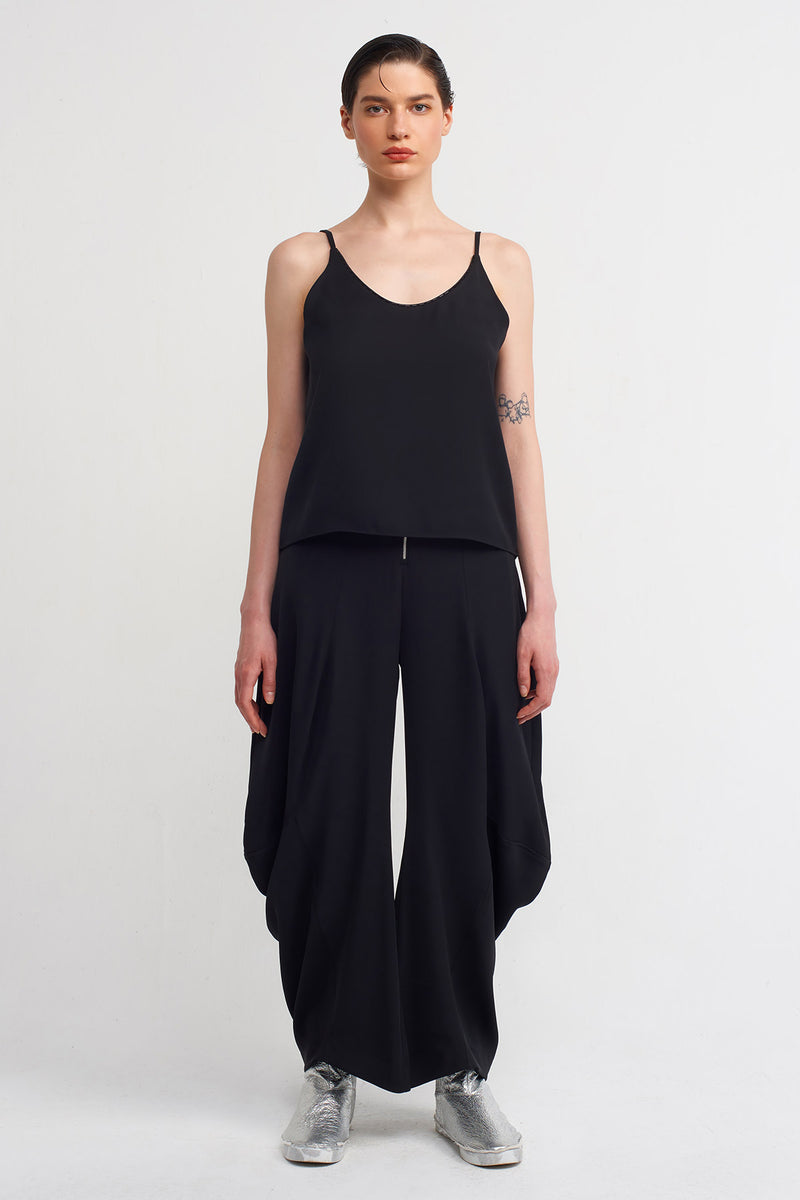 NU Strappy Bead-Embellished Blouse Black