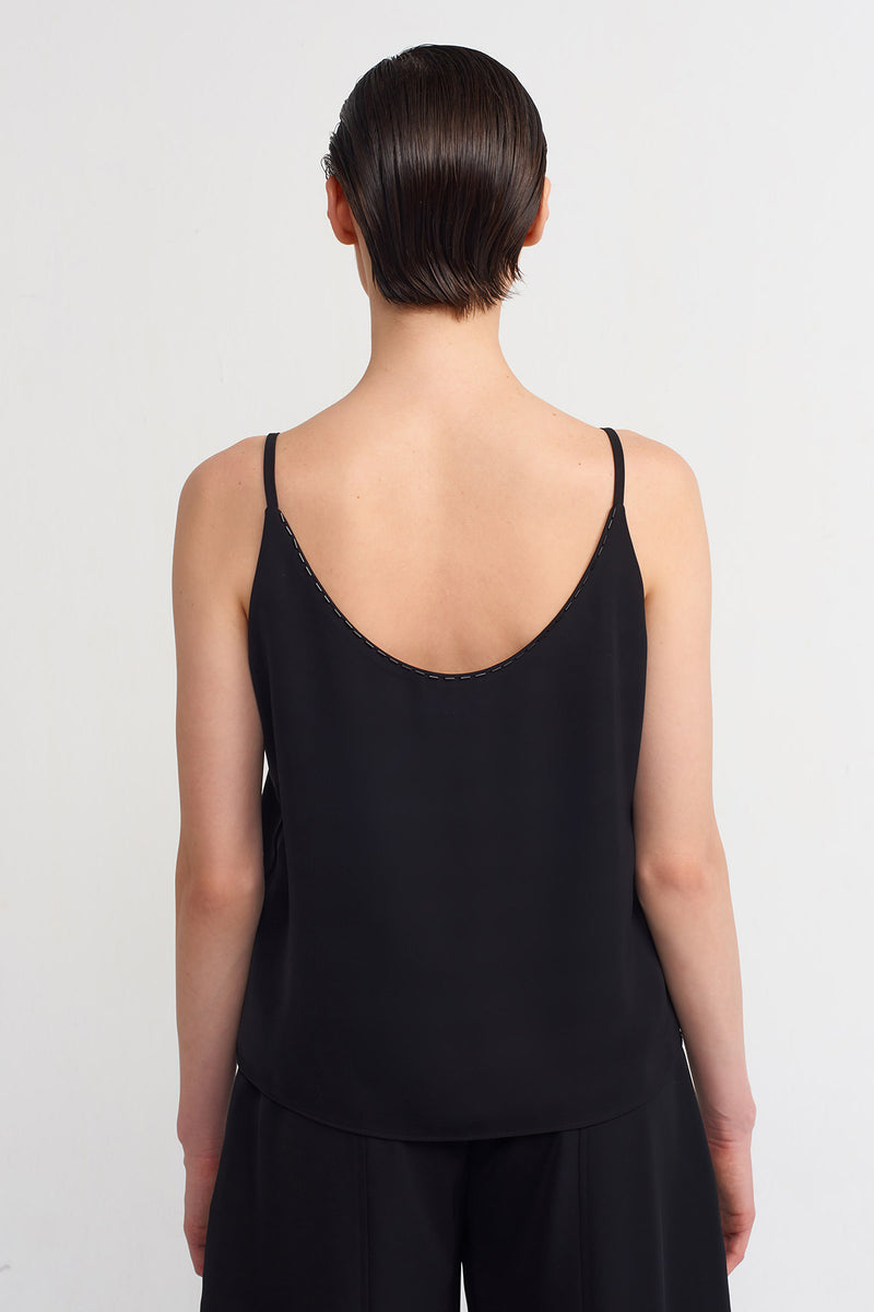 NU Strappy Bead-Embellished Blouse Black