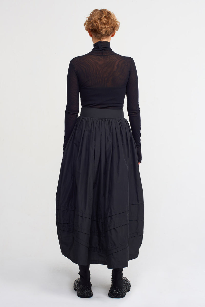 NU Midi Length Balloon Taffeta Skirt Black