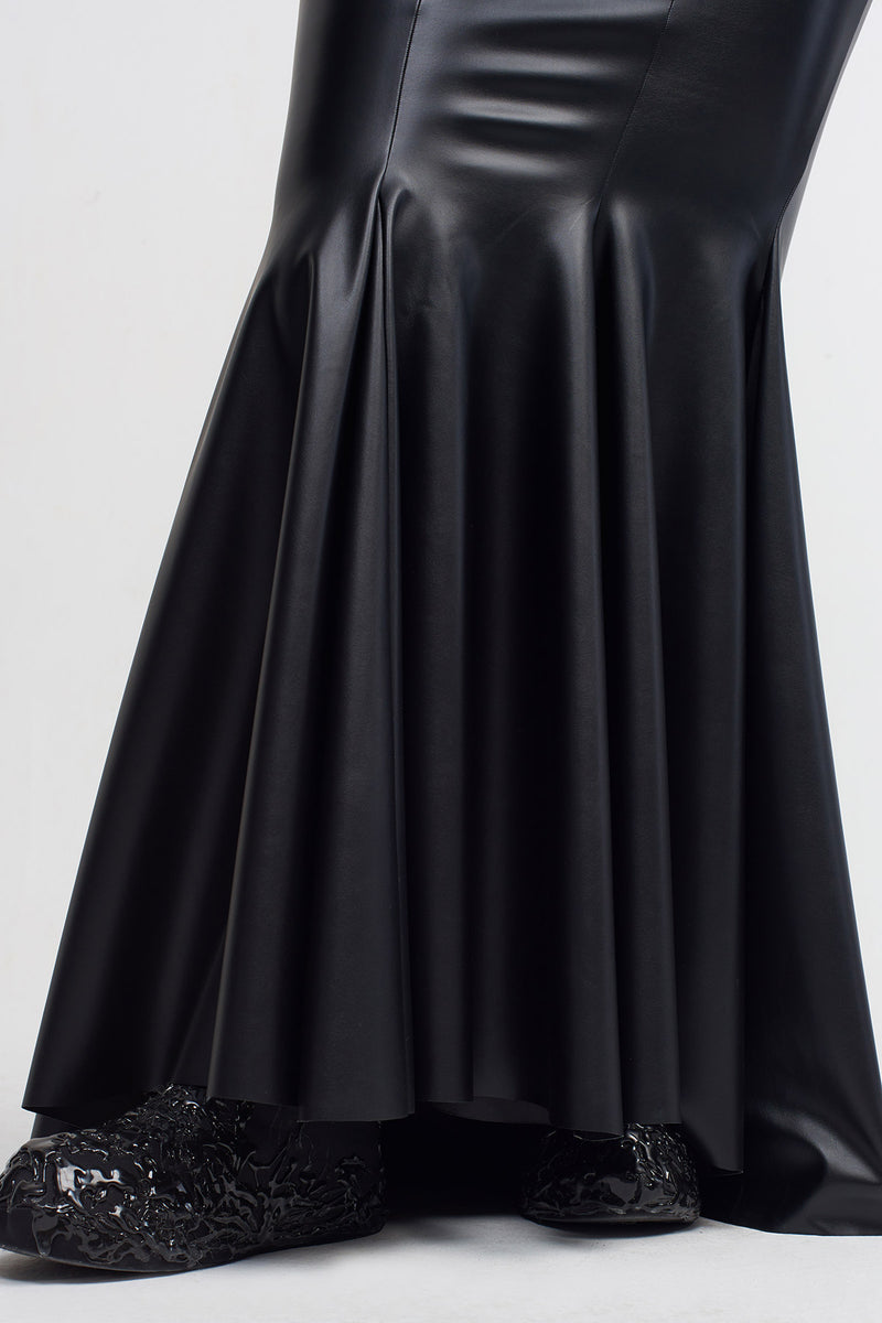 NU Vegan Leather Mermaid Skirt Black