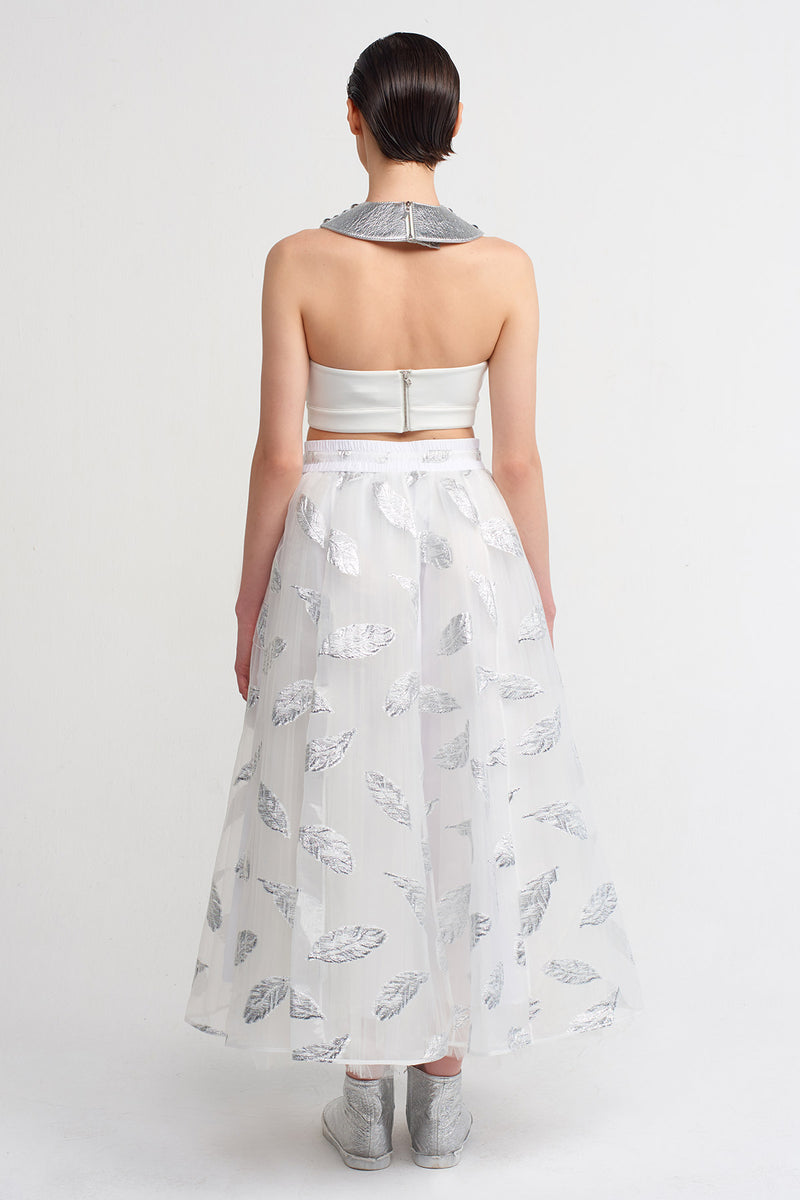 NU Jacquard Patterned Tulle Crinoline Skirt Silver