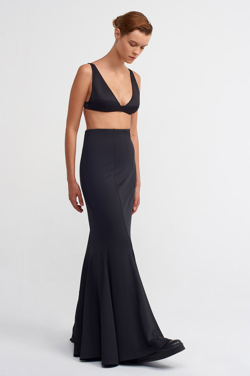 NU Solid Maxi Mermaid Skirt Black